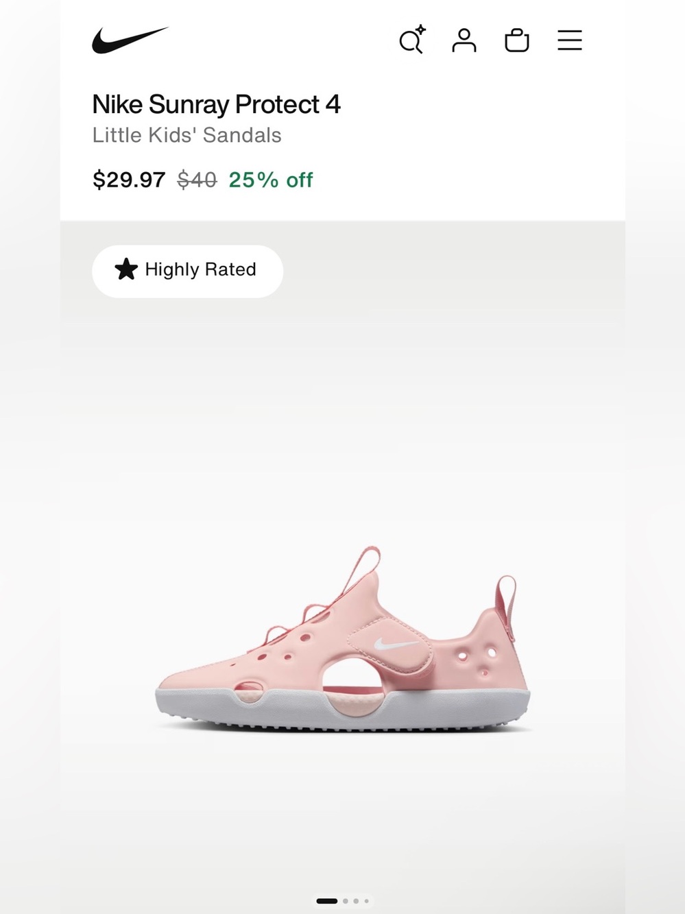 Nike Sunray protect 4 in echo pink/ white size 11C *new with box*